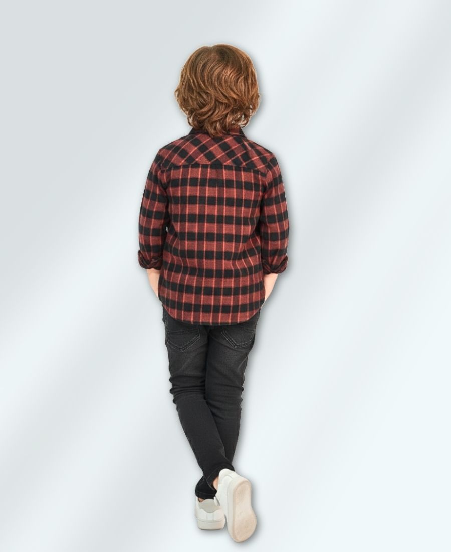 Red & Black Boys Casual Shirt