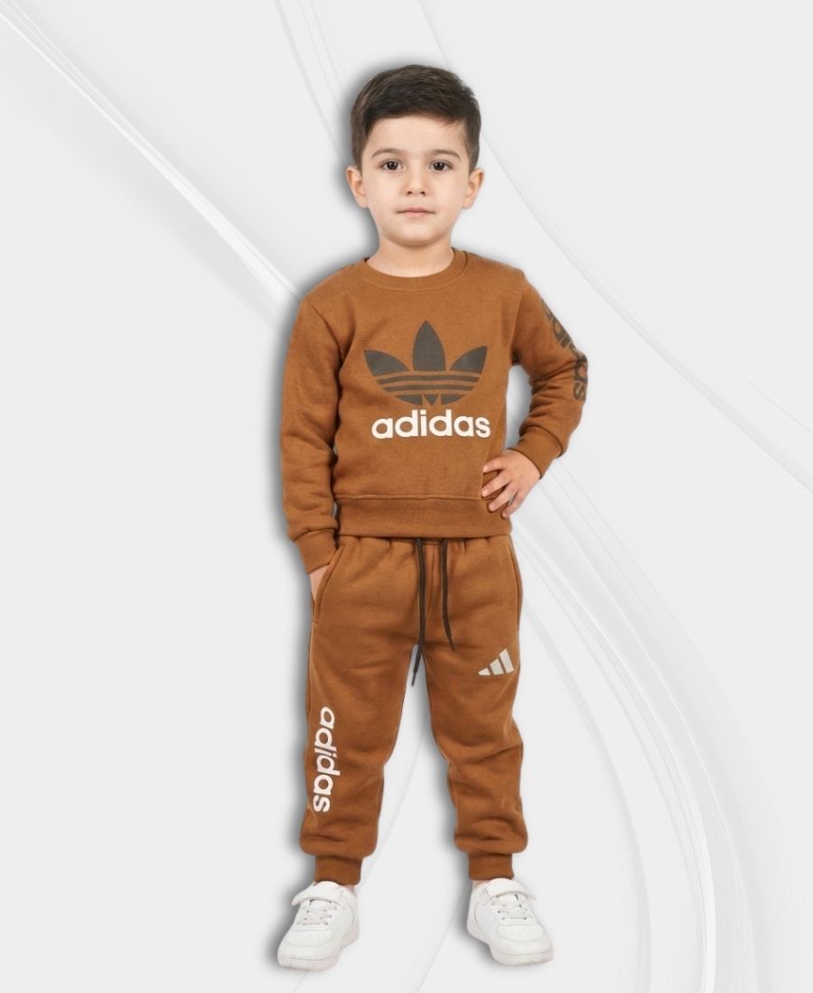 Brown Premium Boys’ Track Suit with Adidas Motif