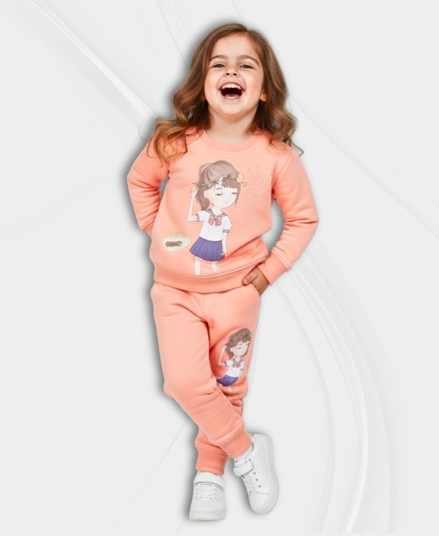 Peach Girls Premium Fleece Winter Tracksuit