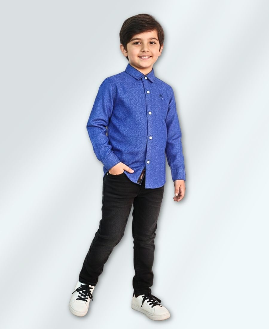 Boys Royal-Blue Casual Shirt