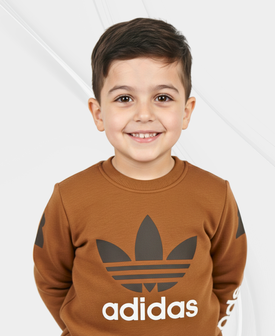 Brown Premium Boys’ Track Suit with Adidas Motif