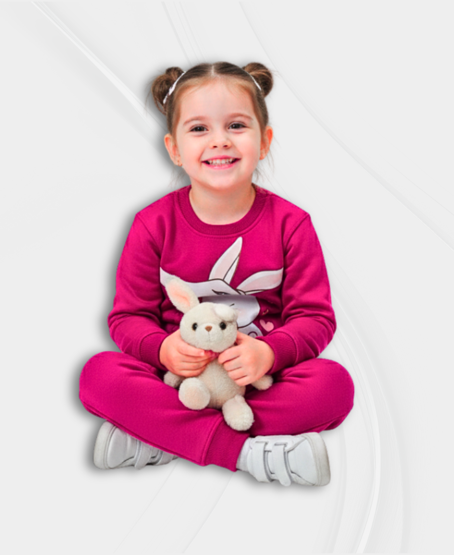 Shocking-Pink Girls Premium Fleece Winter Tracksuit