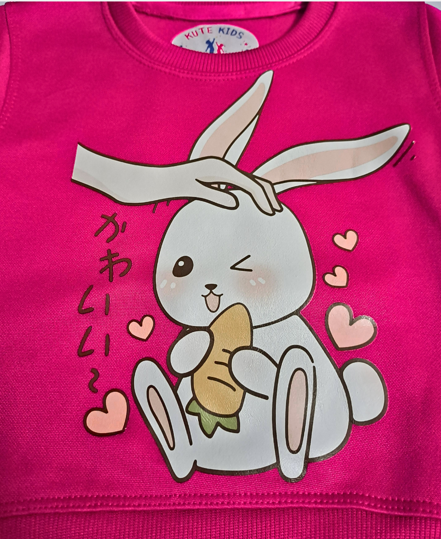 Shocking-Pink Girls Premium Fleece Winter Tracksuit