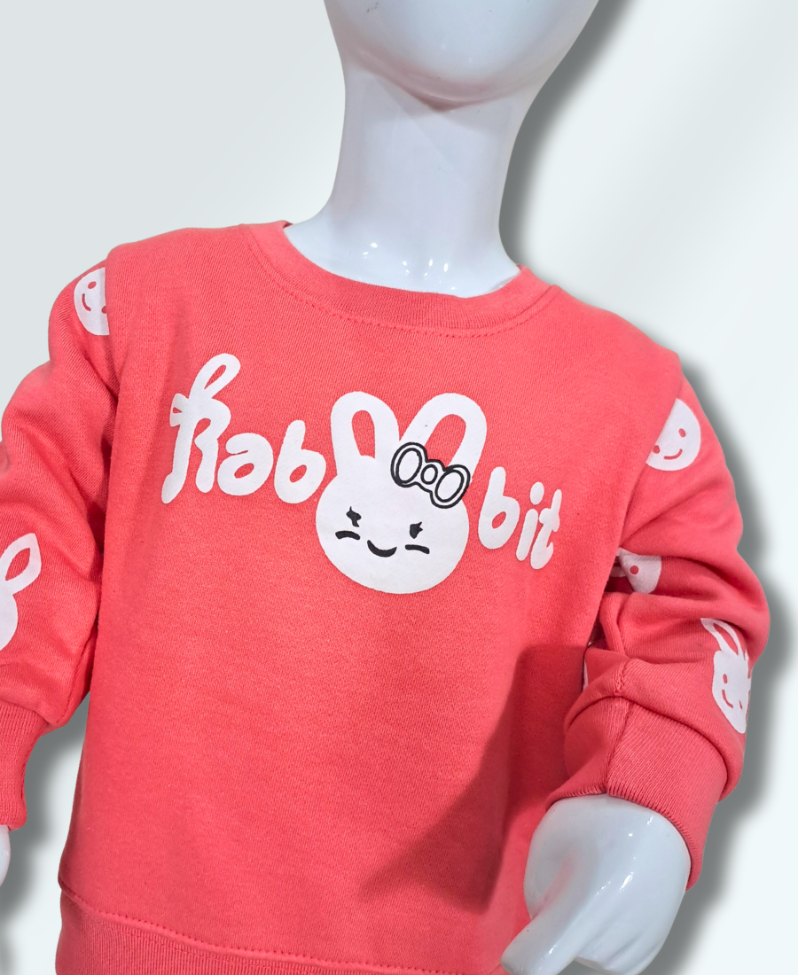 Girls Peach-Orange Track Suit