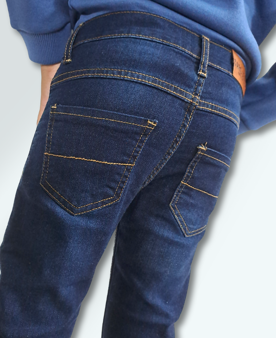 Boys Dark Blue Textured Jeans
