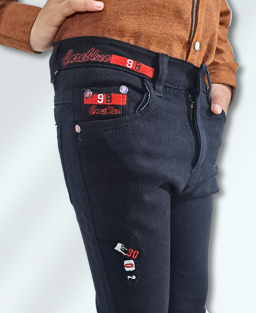 Boys Fashion Black Slim-Fit Jeans