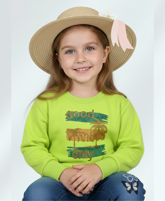 Parrot Green Embroidered Sweat Shirt