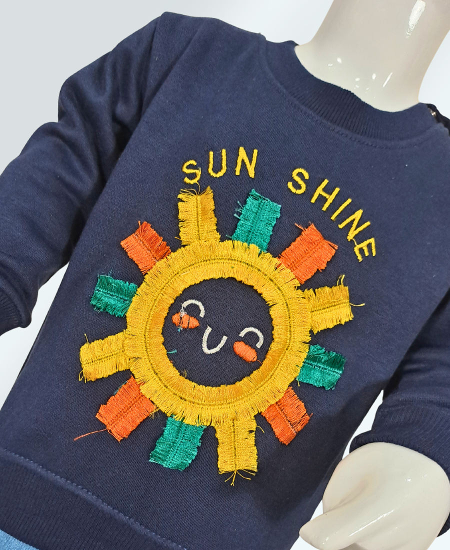 Blue Girls Embroidered Sweat Shirt