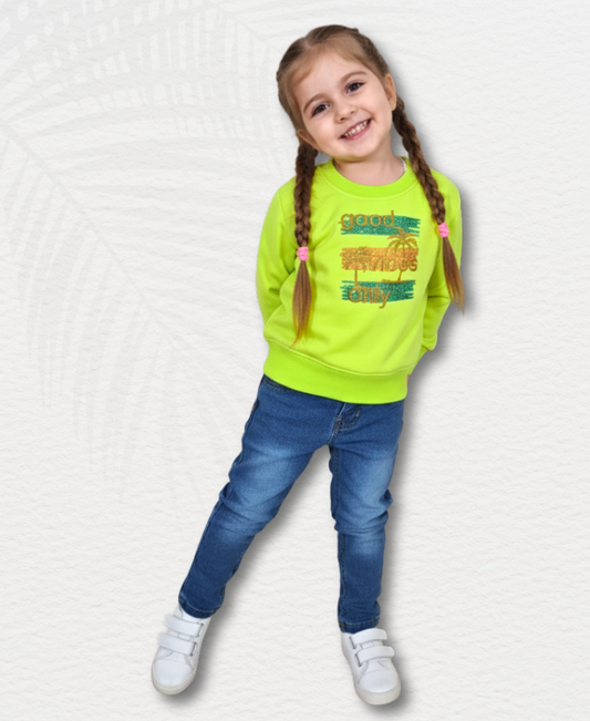 Parrot Green Embroidered Sweat Shirt