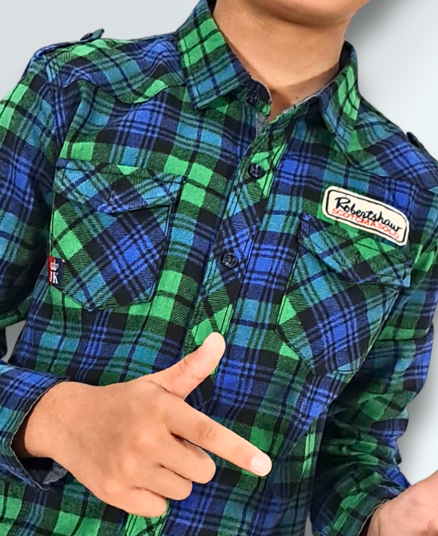 Green & Blue Boys Casual Shirt
