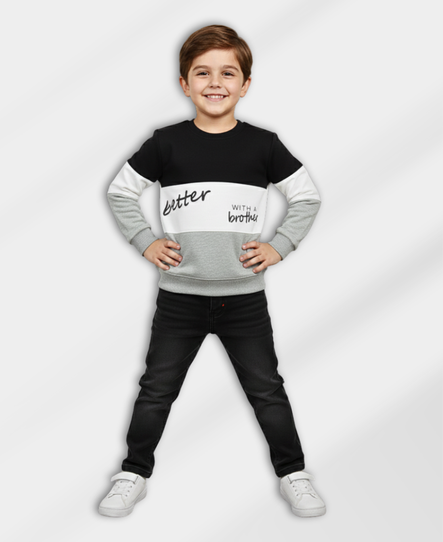 3 Colors Striped Boys Sweat Shirt