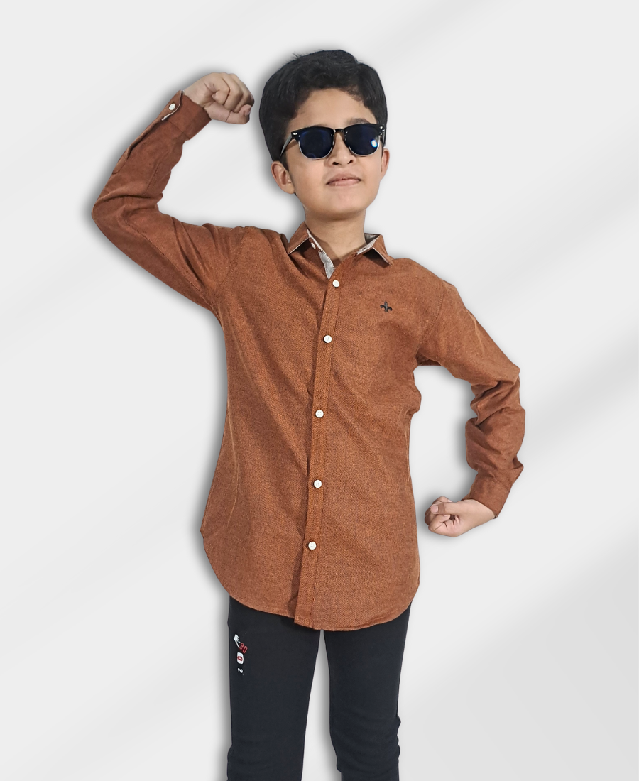 Brown Textured Casual Shirt