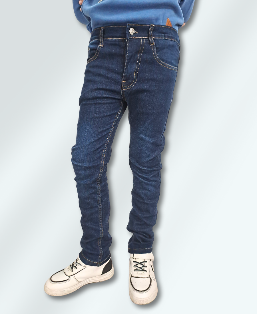 Boys Dark Blue Textured Jeans