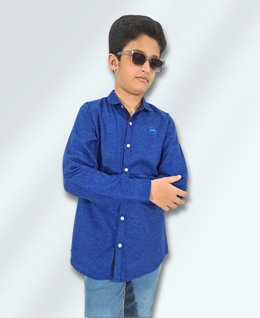 Boys Royal-Blue Casual Shirt
