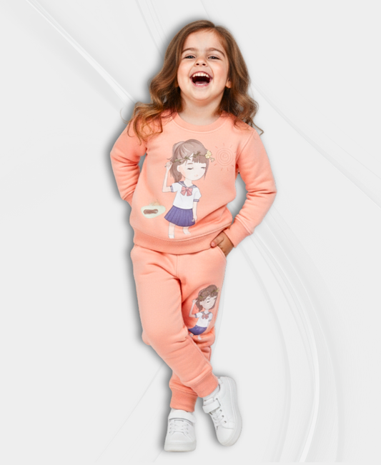 Peach Girls Premium Fleece Winter Tracksuit