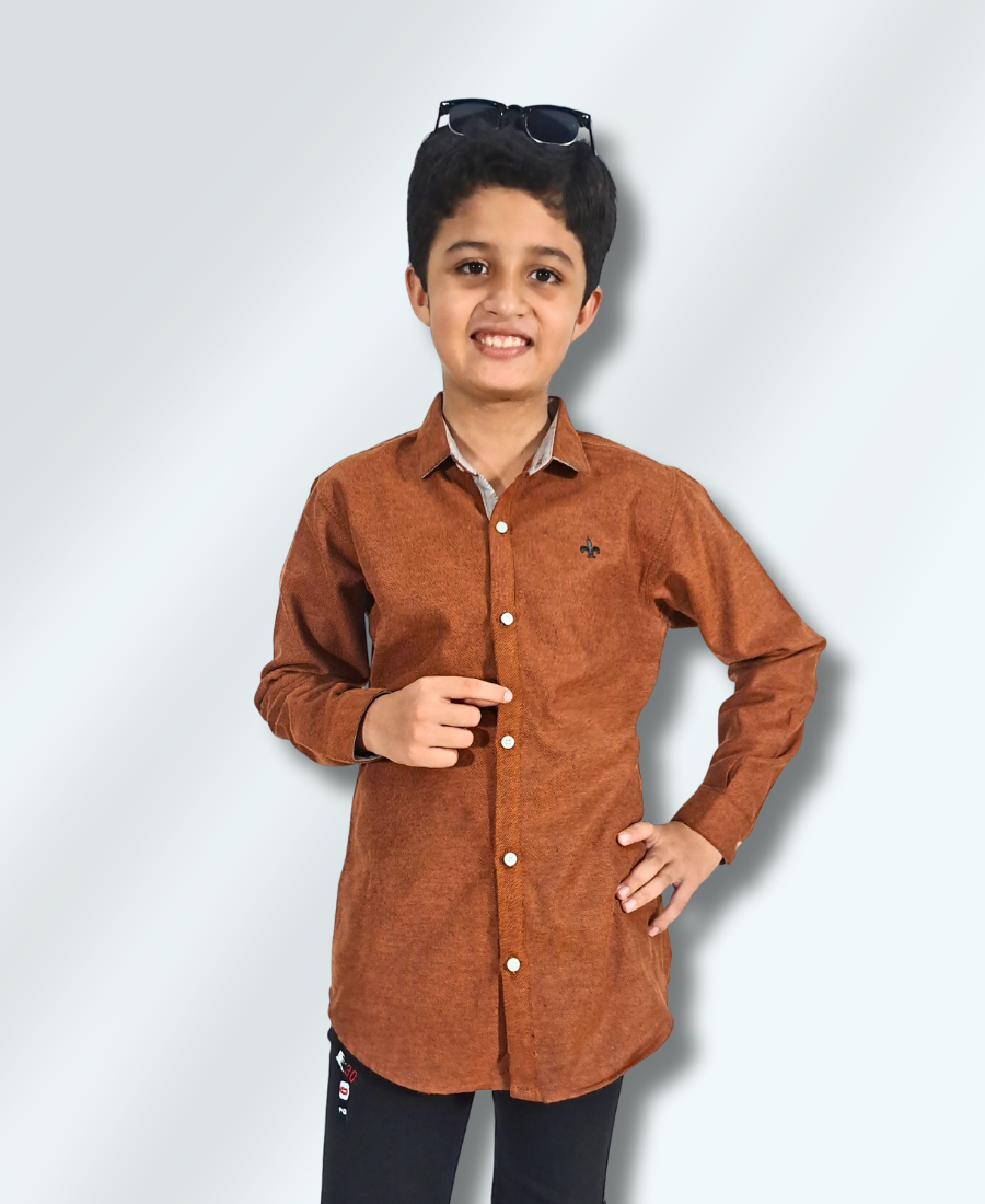 Brown Textured Casual Shirt