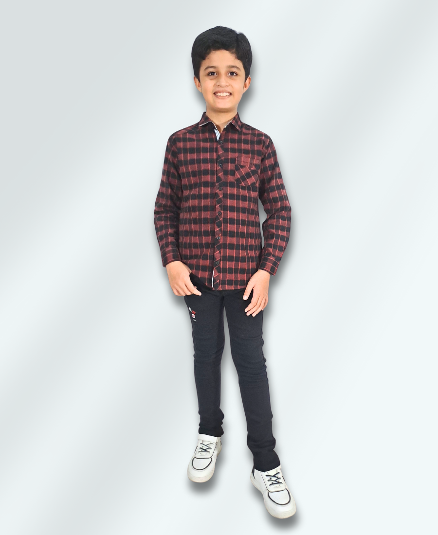 Red & Black Boys Casual Shirt