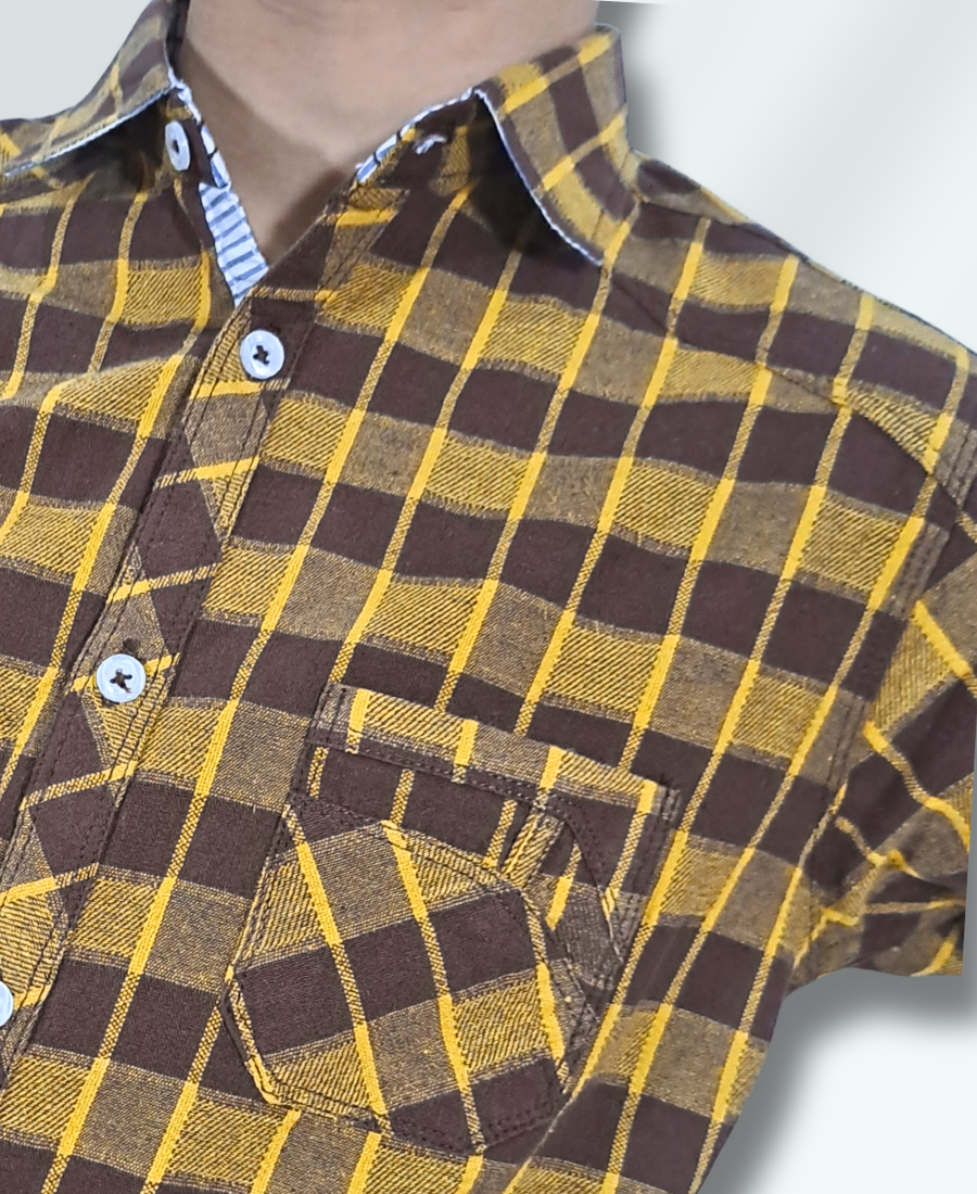Yellow & Brown Boys Casual Shirt