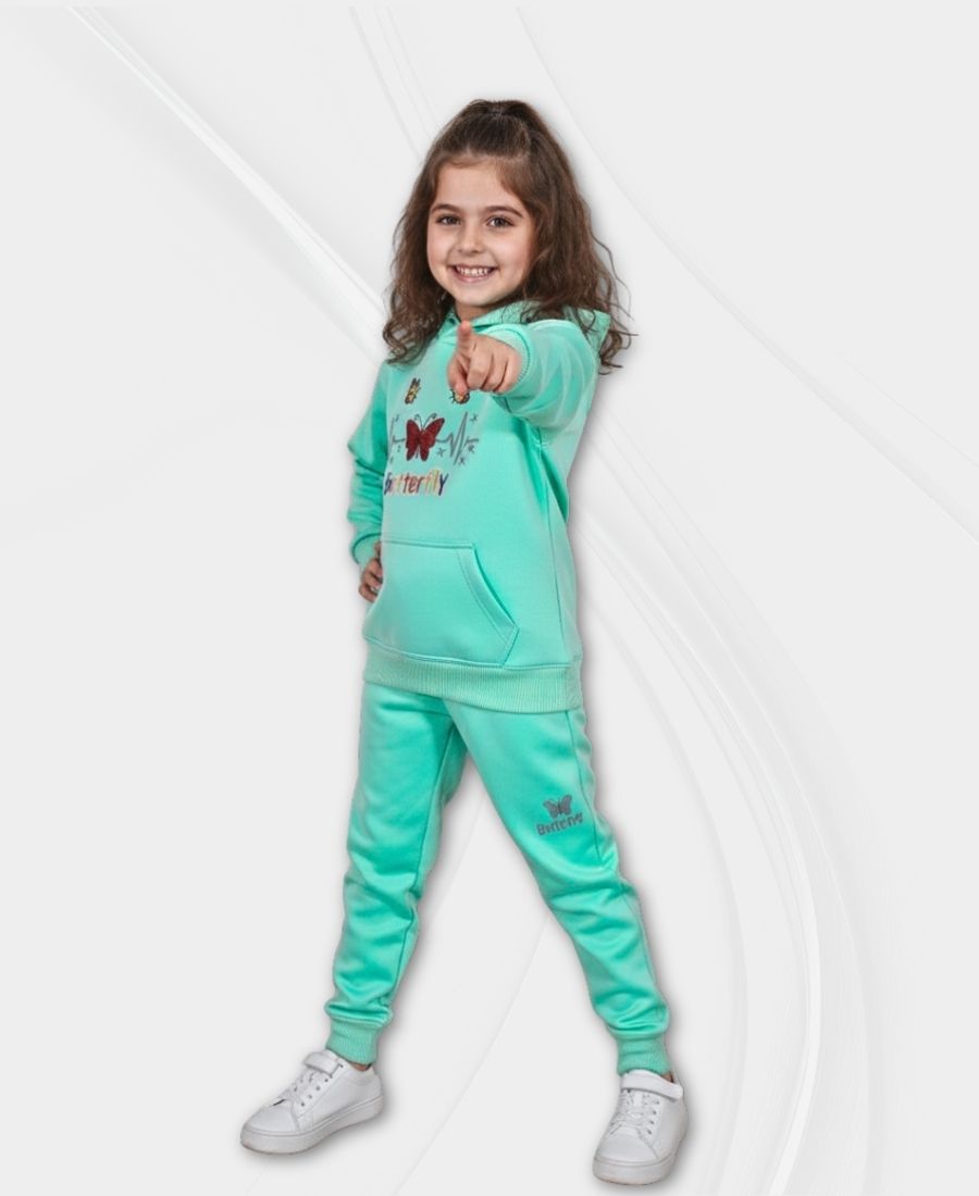 Girls Premium Aqua-Green Track Suit