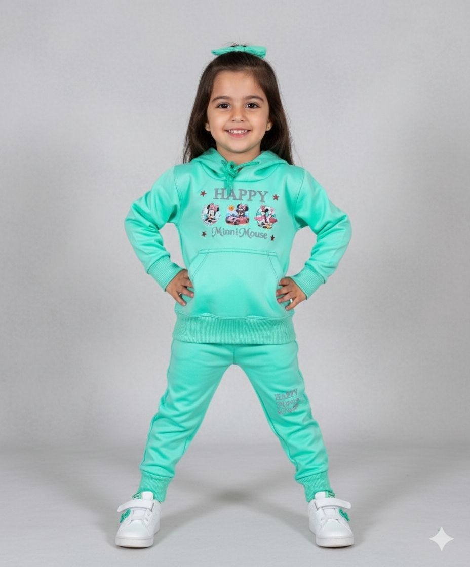 Aqua-Green little Girls Premium Track Suit