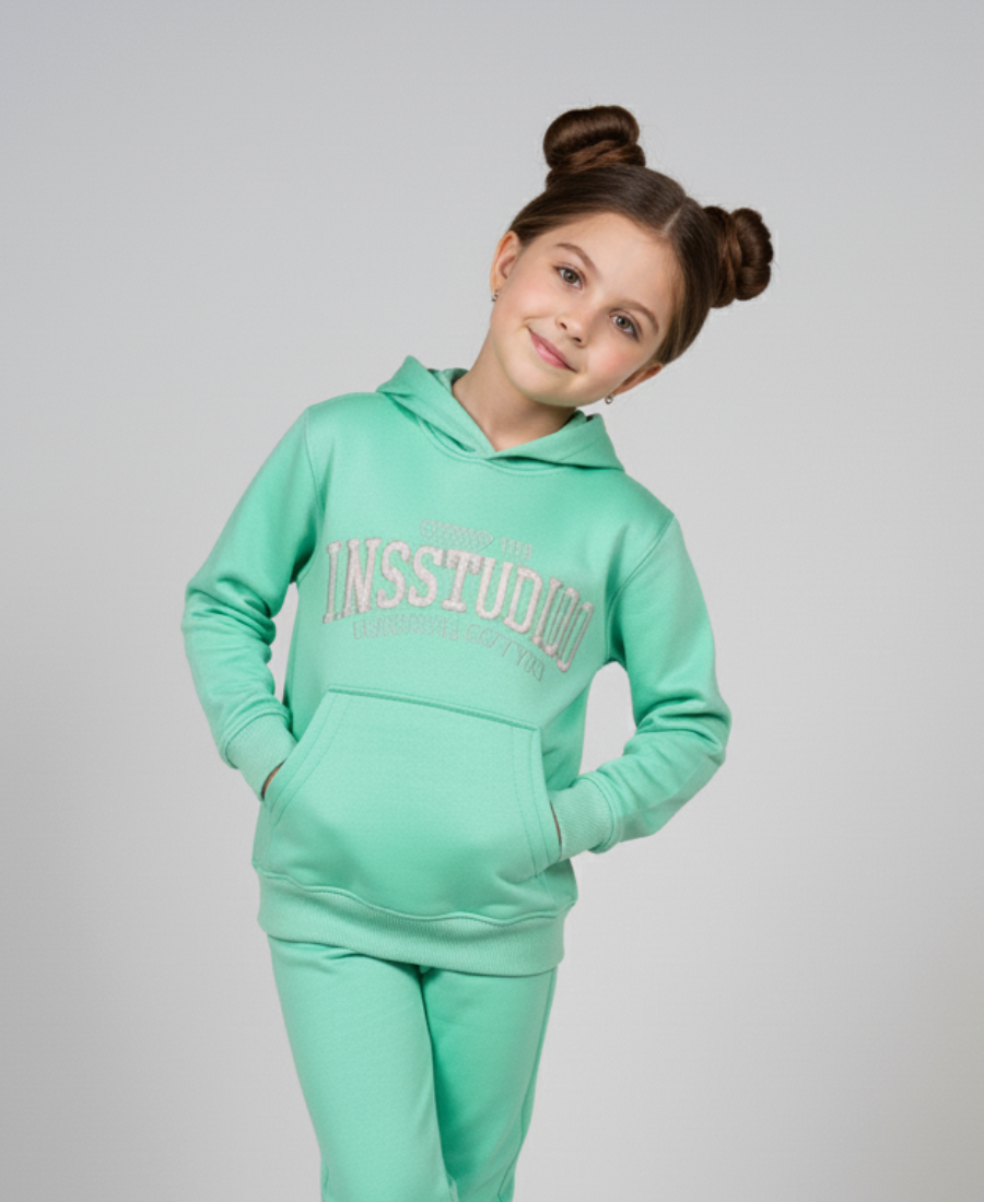 Girls Premium Embroidered Aqua Track Suits