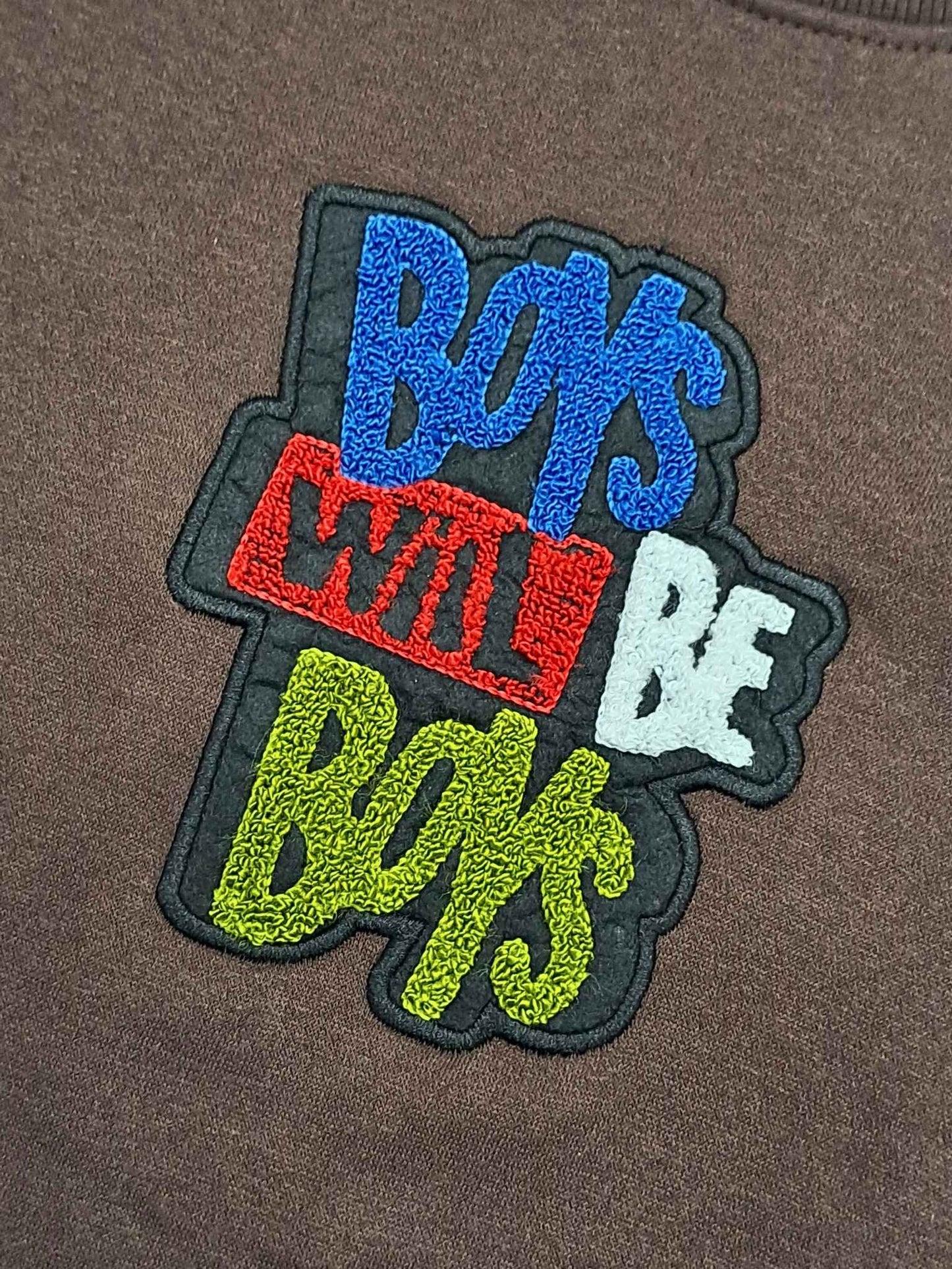 Boys Brown Embroidered Sweatshirt