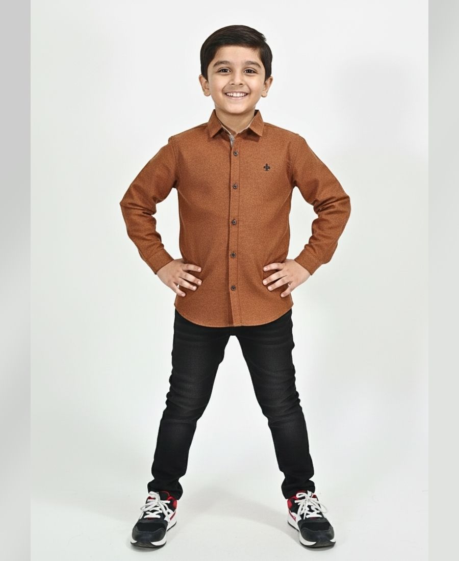 Brown Textured Casual Shirt