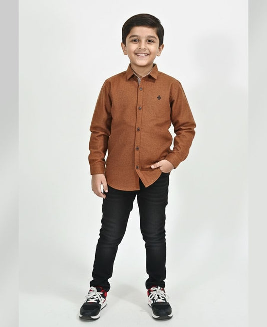 Brown Textured Casual Shirt