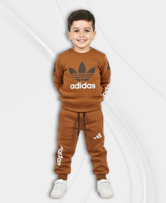 Brown Premium Boys’ Track Suit with Adidas Motif