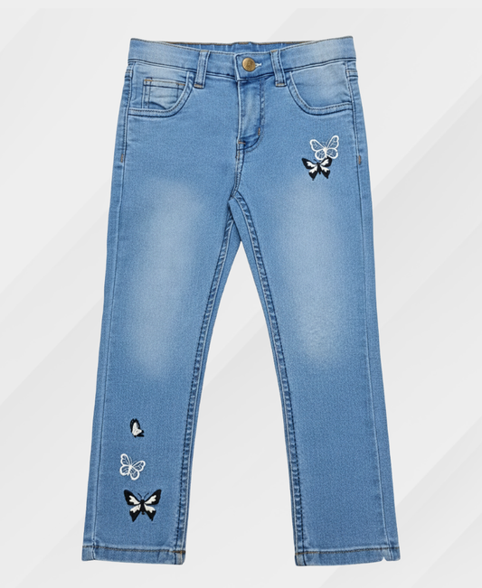 Light Blue Embroidered Denim Pants