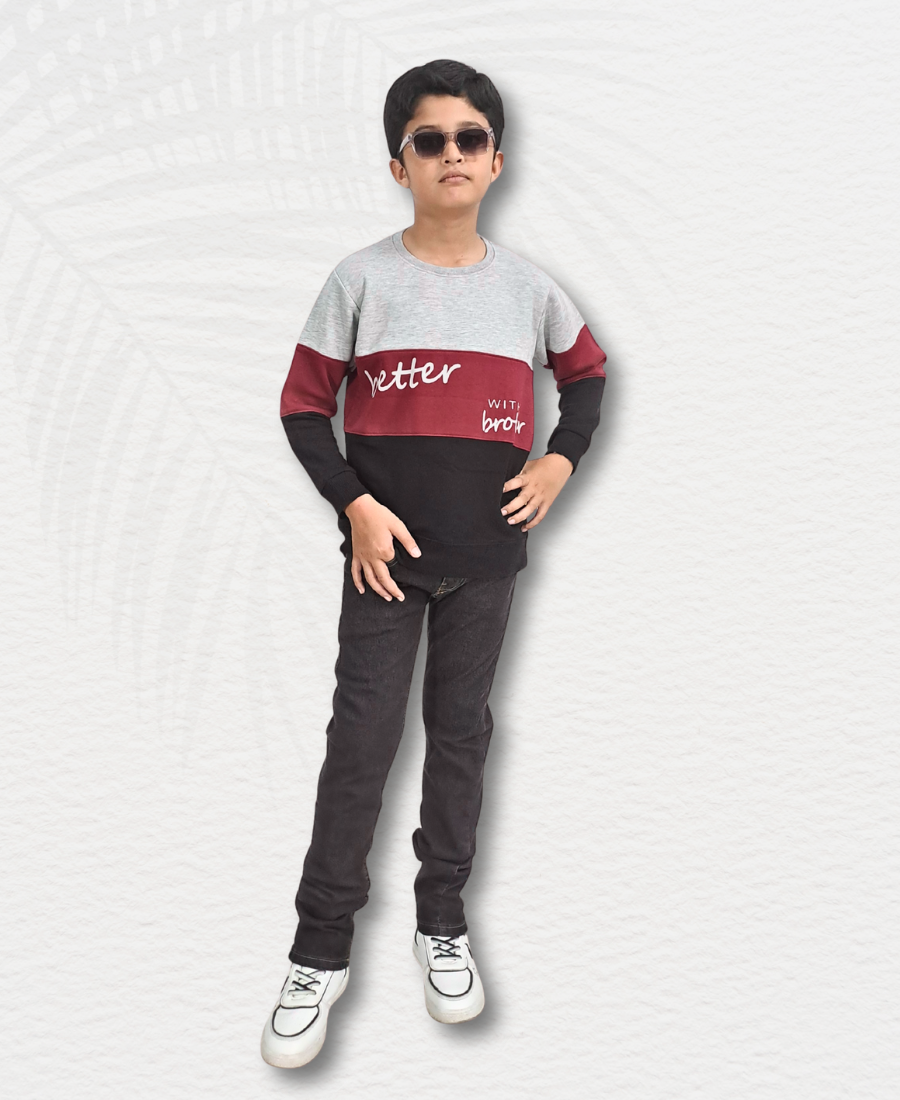 3 Colors Striped Boys Sweat Shirt