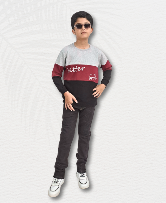 3 Colors Striped Boys Sweat Shirt