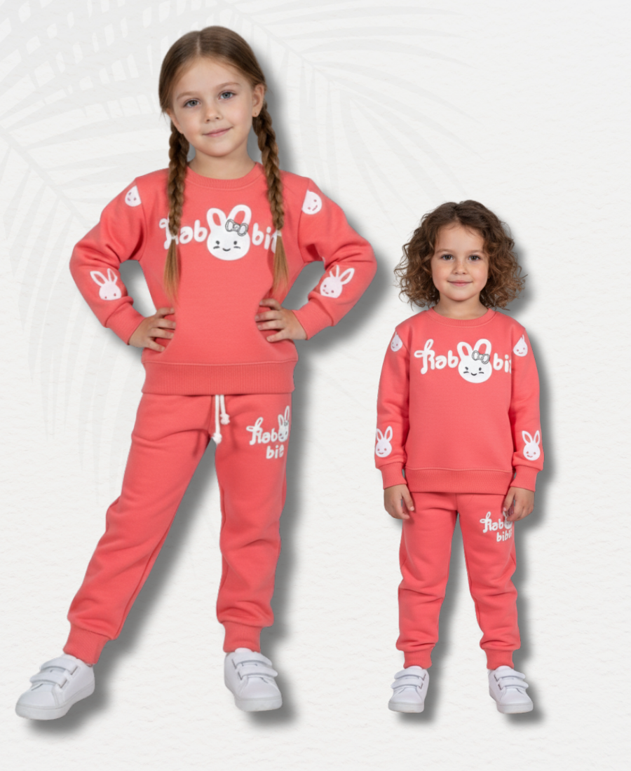 Girls Peach-Orange Track Suit