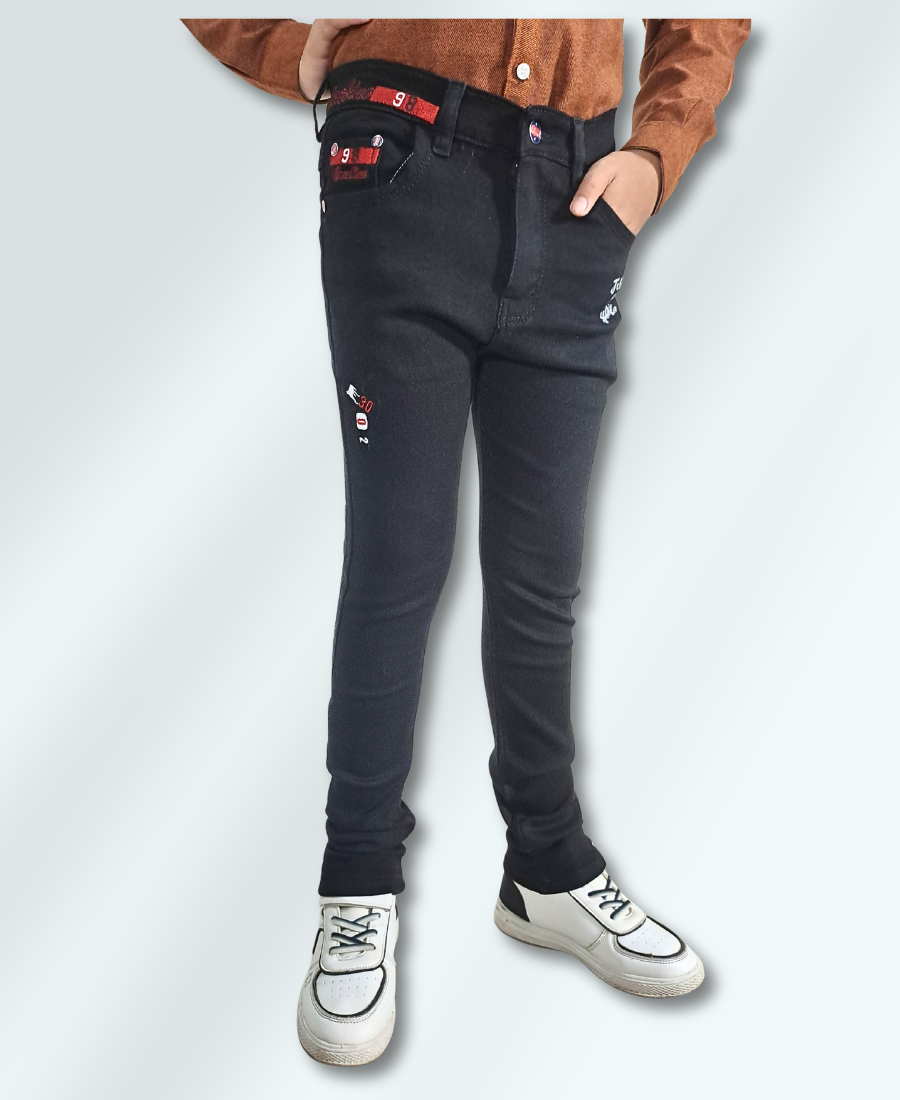 Boys Fashion Black Slim-Fit Jeans