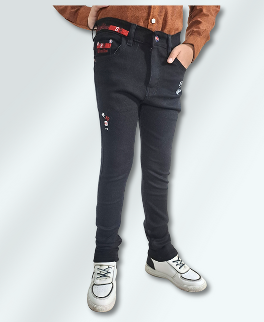 Boys Fashion Black Slim-Fit Jeans