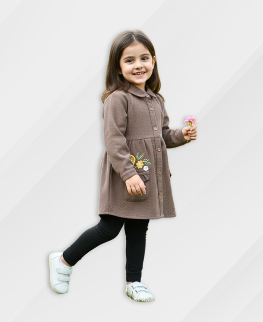 Girls Grey Soft Corduroy Top