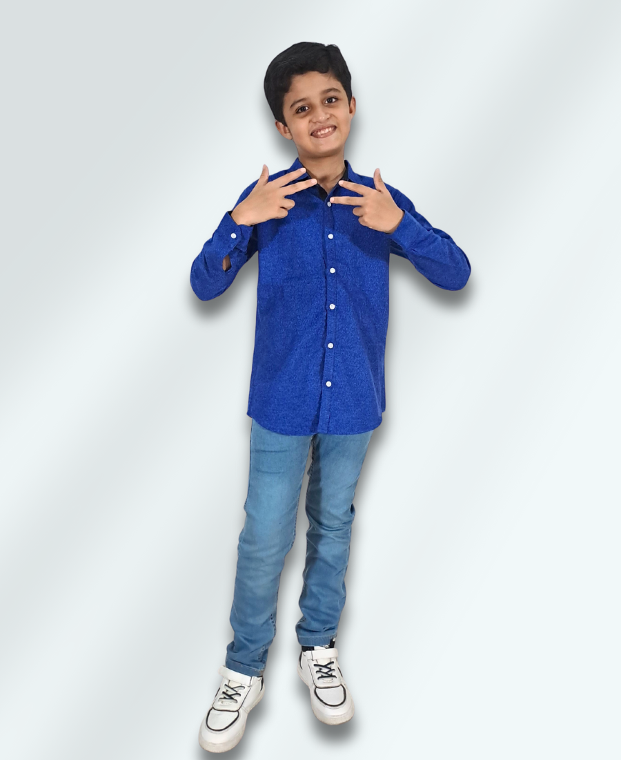 Boys Royal-Blue Casual Shirt