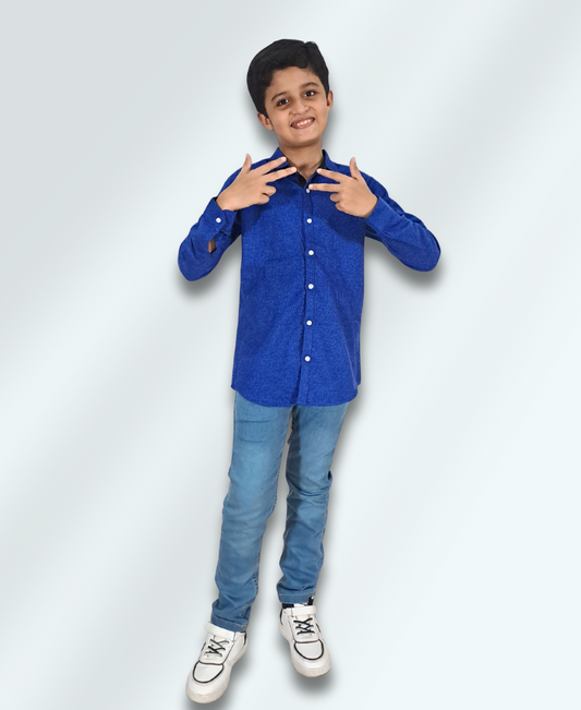 Boys Royal-Blue Casual Shirt