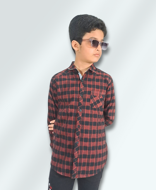 Red & Black Boys Casual Shirt