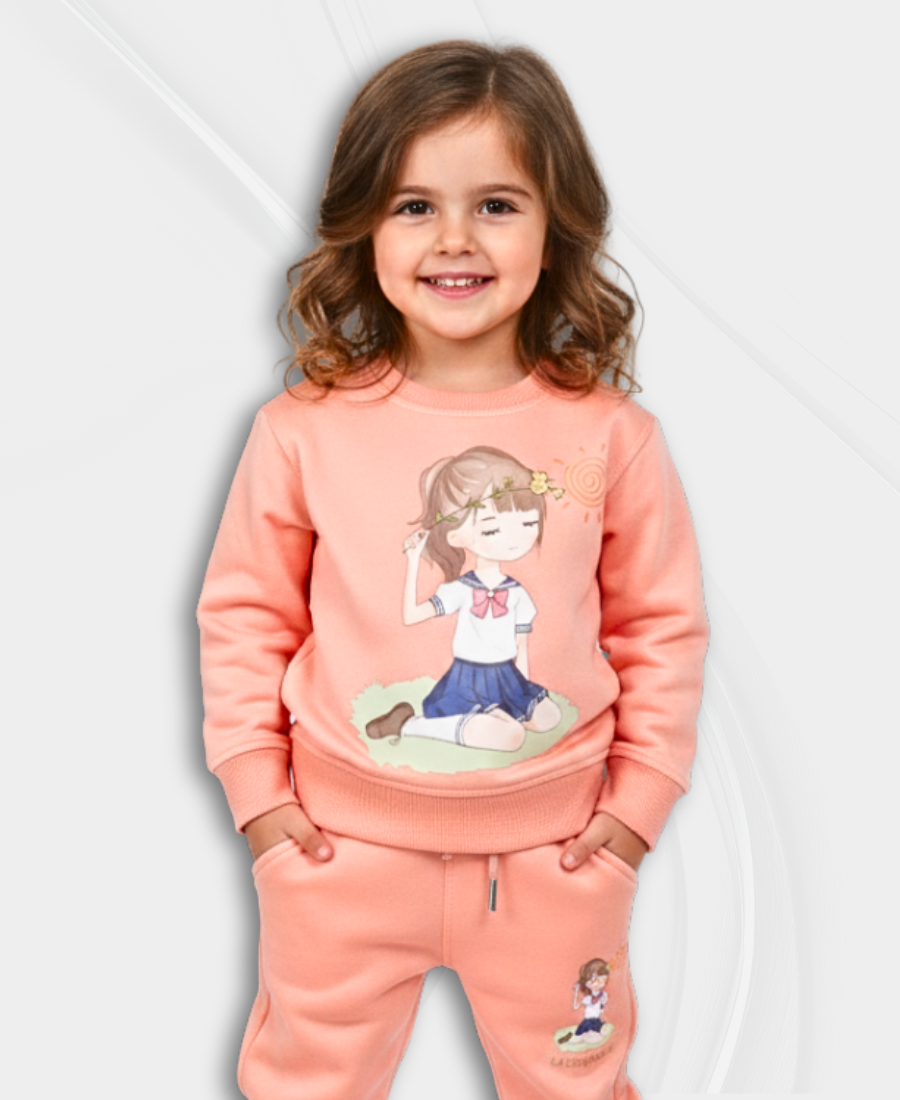 Peach Girls Premium Fleece Winter Tracksuit