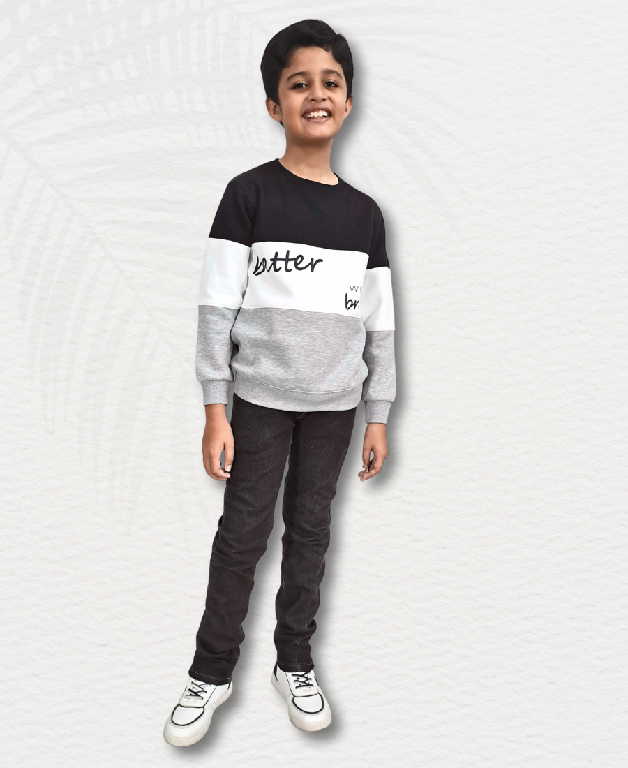 3 Colors Striped Boys Sweat Shirt