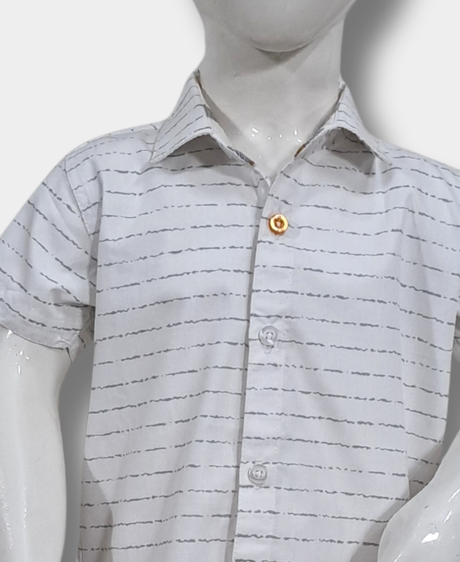 White Printed Shirt Paired With Checked Shorts