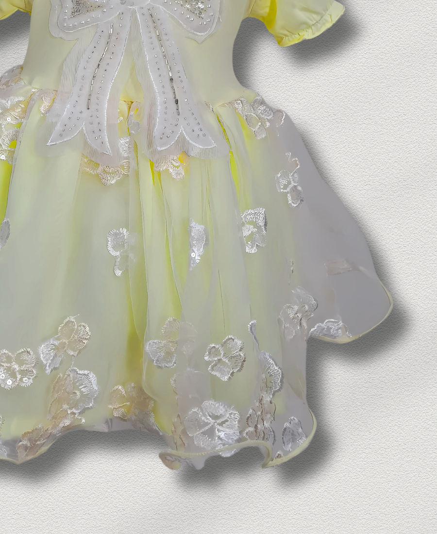 Yellow Bow Net Fancy Frock