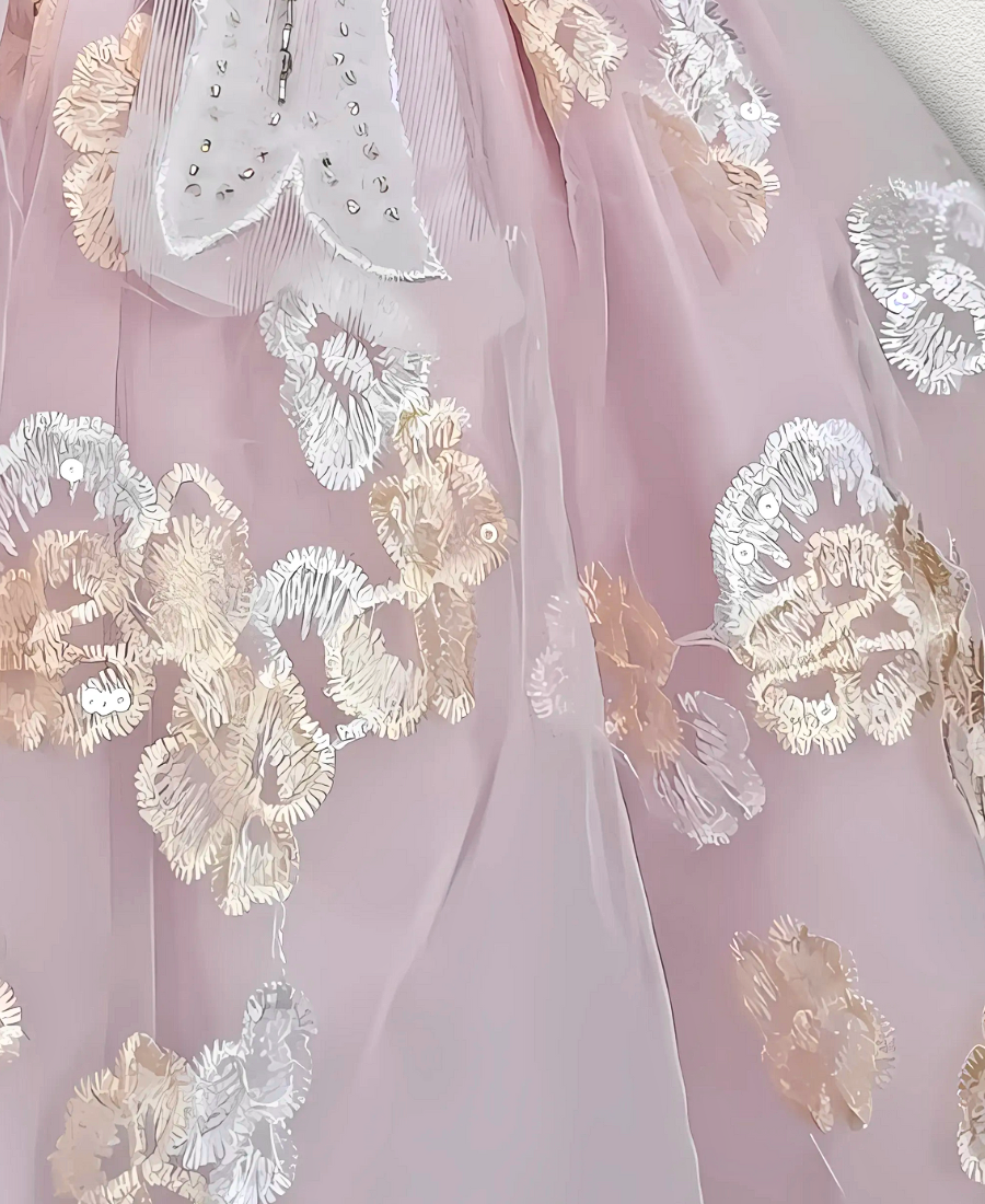 Lilac Bow Net Fancy frock