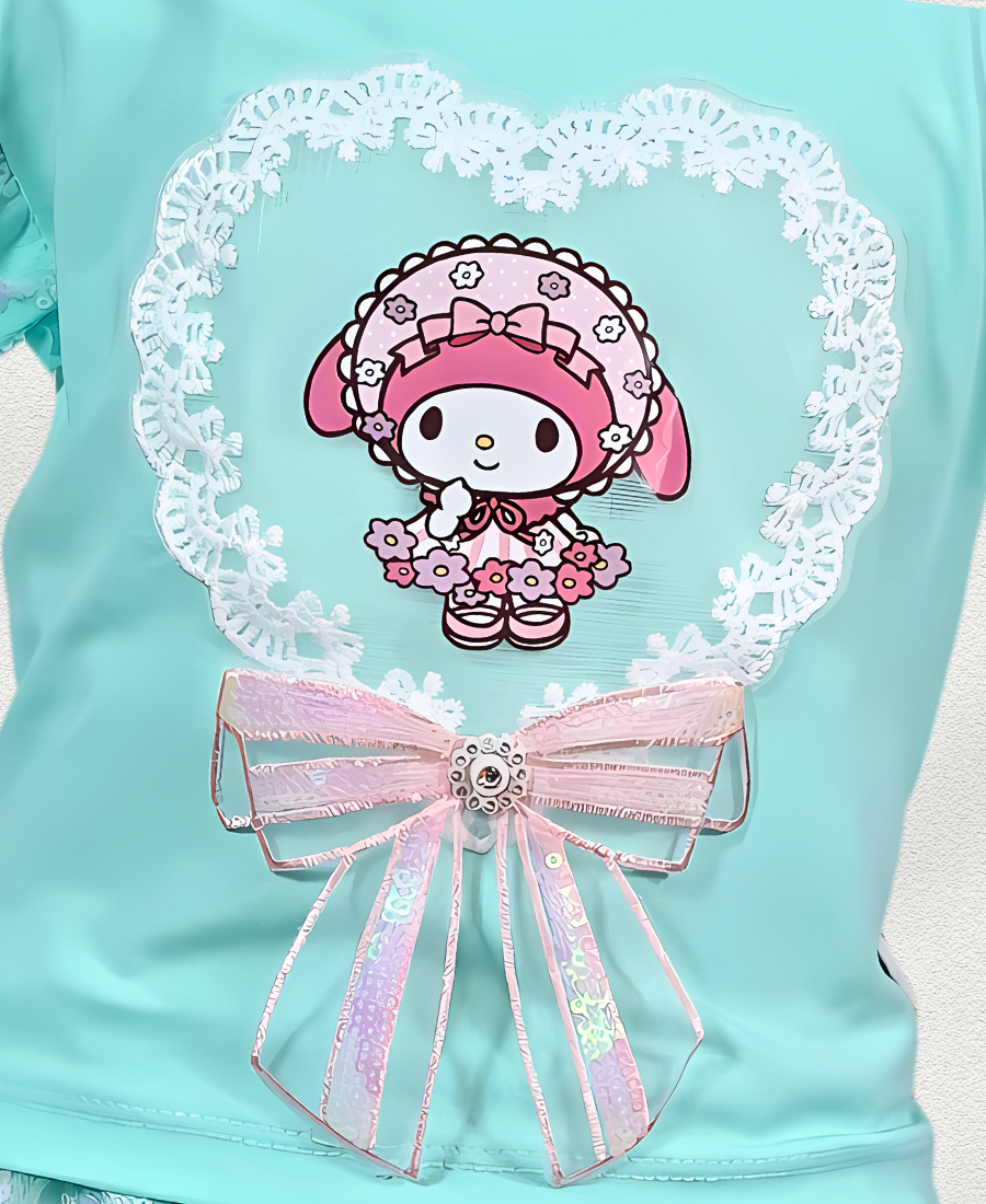 Aqua-Blue Doll Fancy Skirt Set